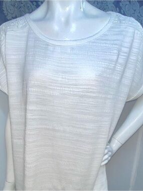 Classic White Short Sleeve Textured Blouse